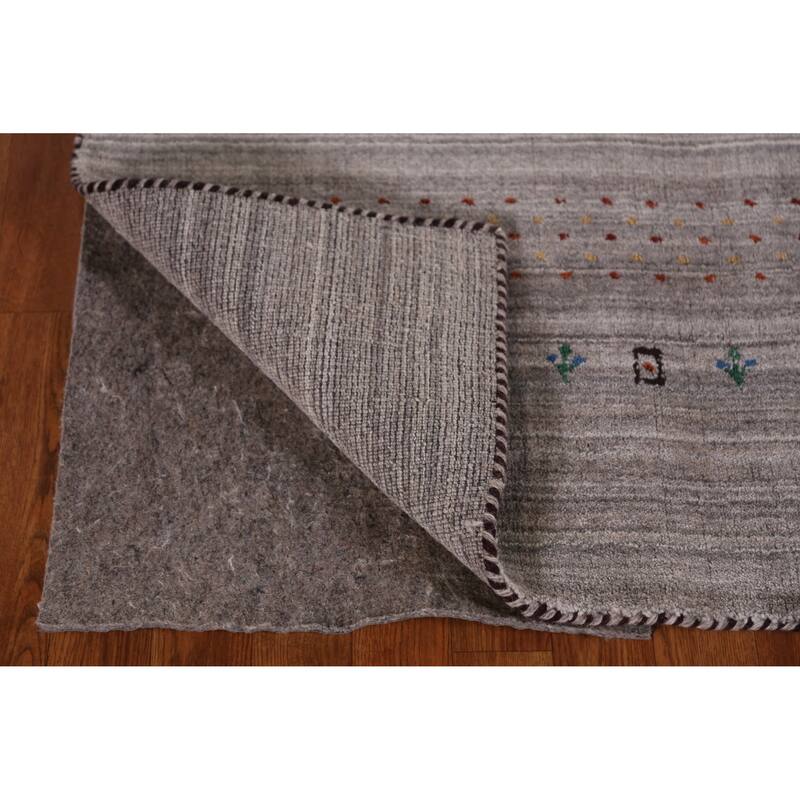 Hand Knotted Oriental 100% Wool Carpet Tribal Animal Pictorial Greys & Charcoal Gabbeh Area Rug - 9' 10'' X 7' 10''