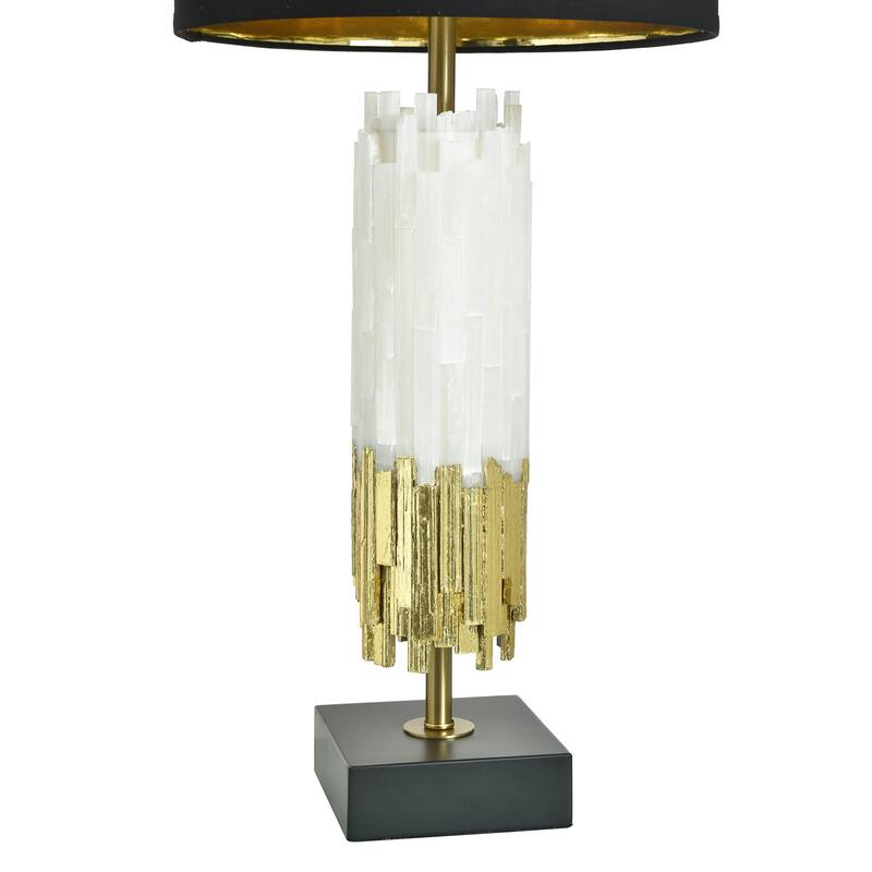 Tamara Day for Stylecraft Jasper Table Lamp - Black, White & Gold Leaf - Black Shade
