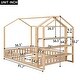 preview thumbnail 6 of 14, Full Size Wood House Bed with Fence and Removable Storage - Spacious and Inviting