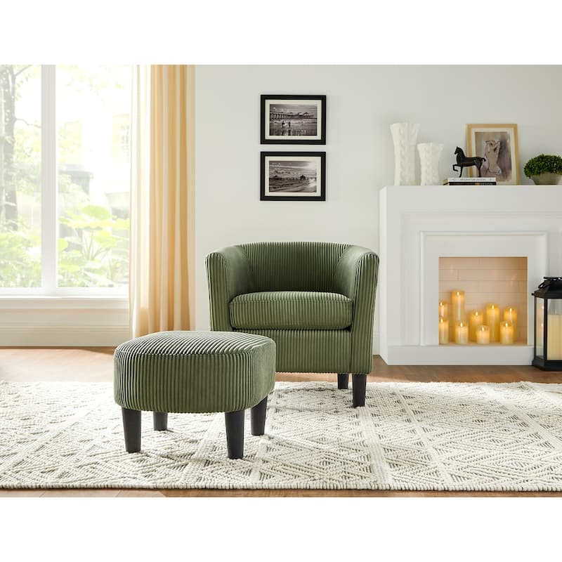 Corduroy Single Sofa Chair with Ottoman Foot Rest