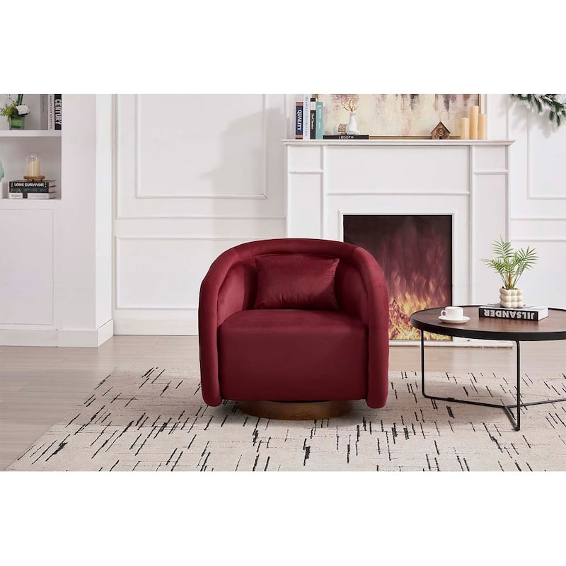 360-degree Swivel Barrel Chair,for Living Room, Bedroom,or Office - Wine Red