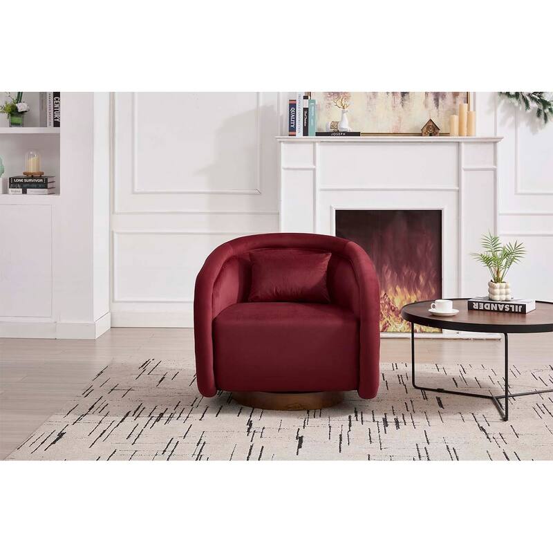 Comfy Pumpkin-Shaped Swivel Chair for Living Room,Bedroom,or Office - Wine Red