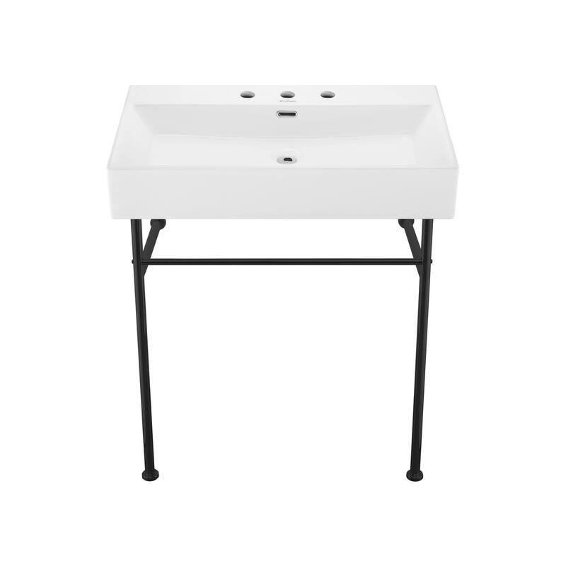 Swiss Madison SM-CS772-3 Claire 29-3/4" Rectangular Ceramic Console - Glossy White / Black
