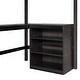 preview thumbnail 4 of 7, Twin Size Loft Bed with Storage Shelves, Wooden Bed with L-shaped Desk, Platform Bed with Ladder and Guardrail, Espresso