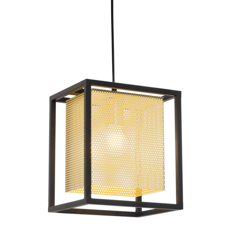 HomeRoots Gold and Black Geometric Metal Ceiling Light - 7.9' X '131.5' X '7.9