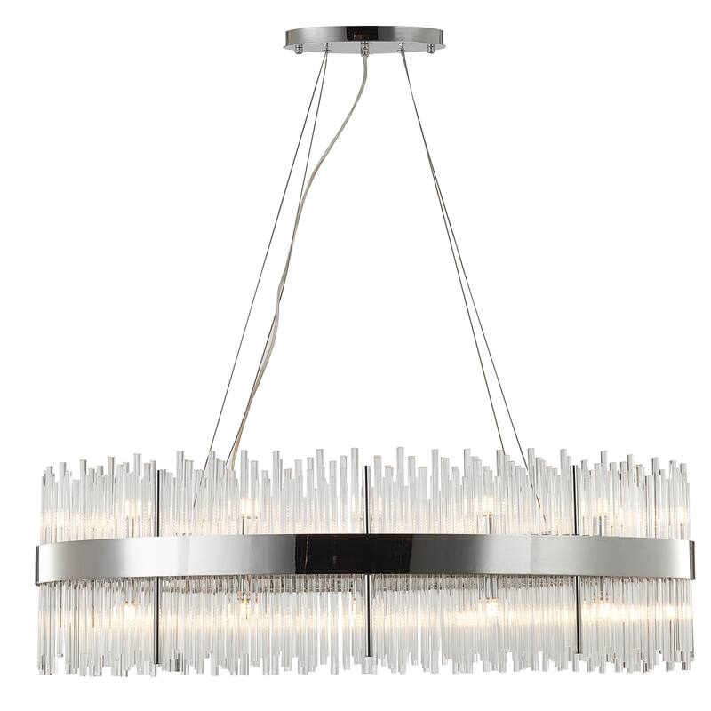Transitional 24-Light Chrome Oval Stainless Steel Frame Chandelier