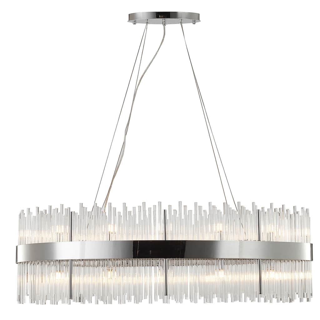 Transitional 24-Light Chrome Oval Stainless Steel Frame Chandelier