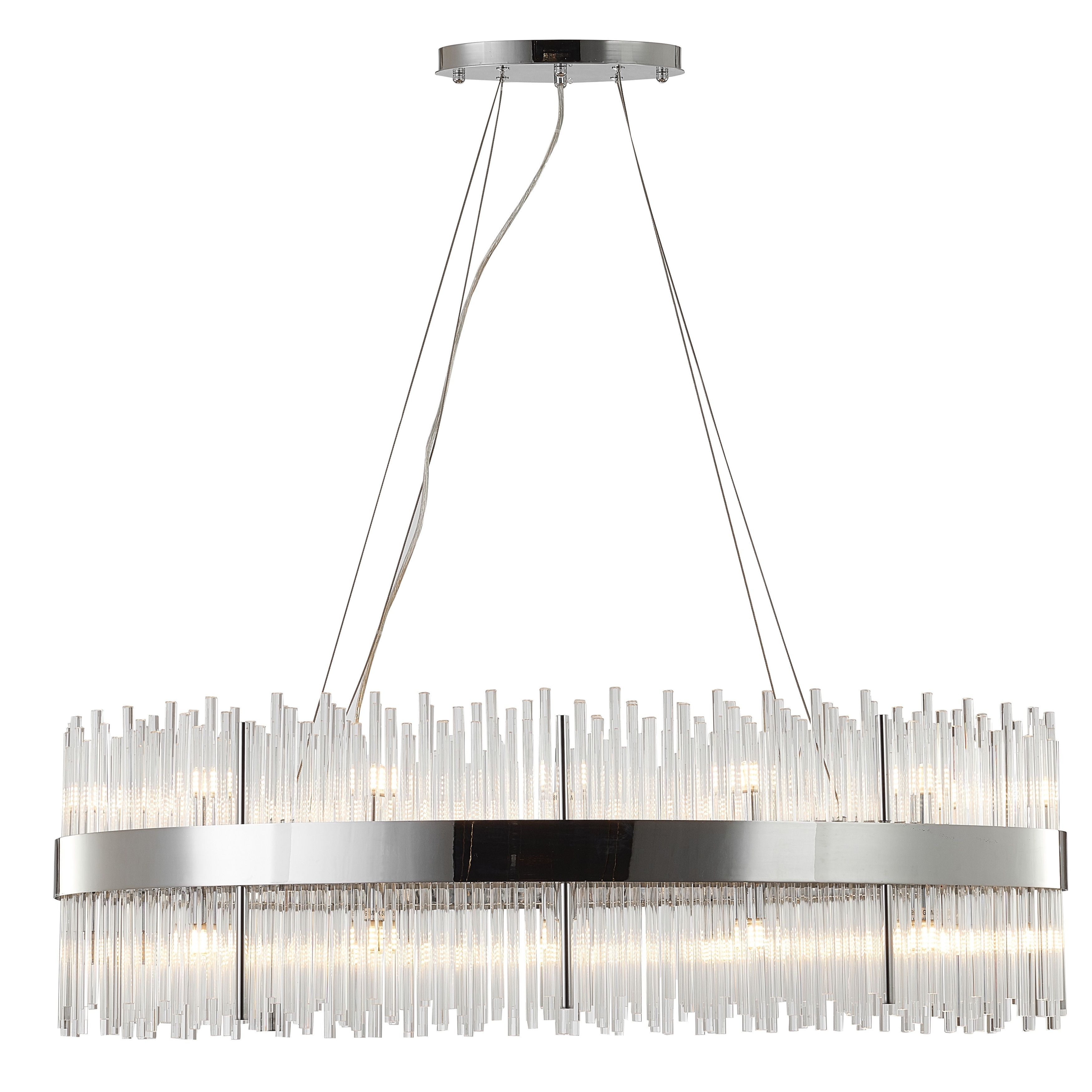 Transitional 24-Light Chrome Oval Stainless Steel Frame Chandelier