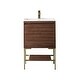 preview thumbnail 10 of 19, James Martin Vanities Mantova 23.6" Single Vanity Cabinet, Mid-Century Walnut Champagne Brass Base, Glossy White Top