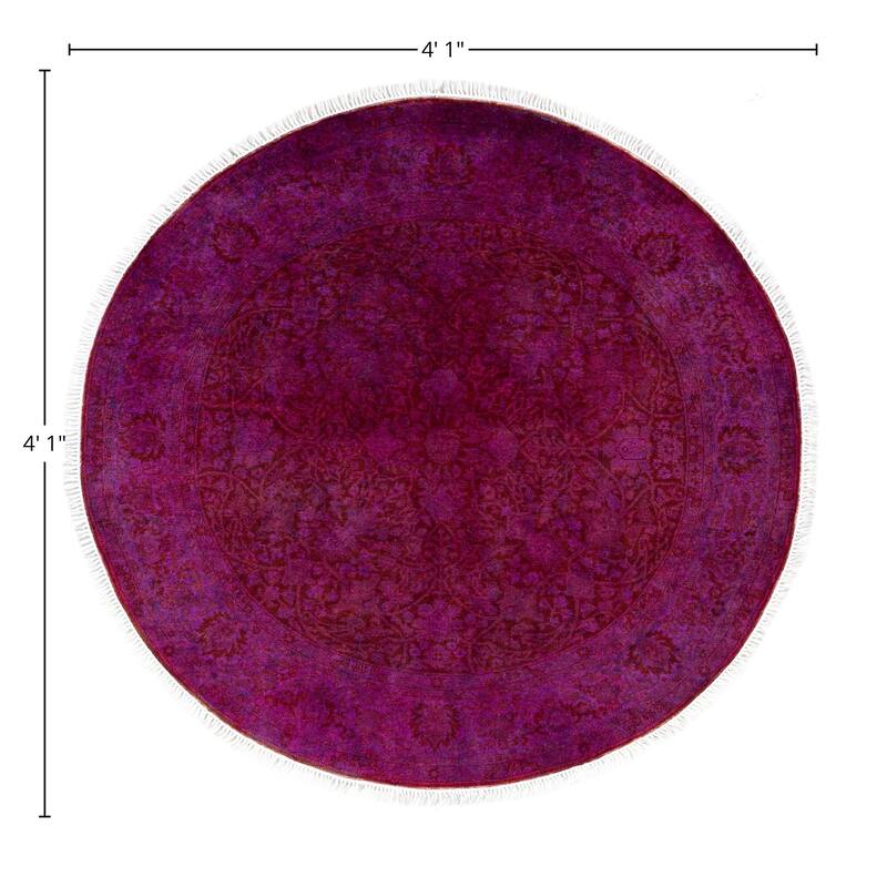 Overdyed One-of-a-Kind Hand-Knotted Area Rug - Purple - 4' 1" x 4' 1"