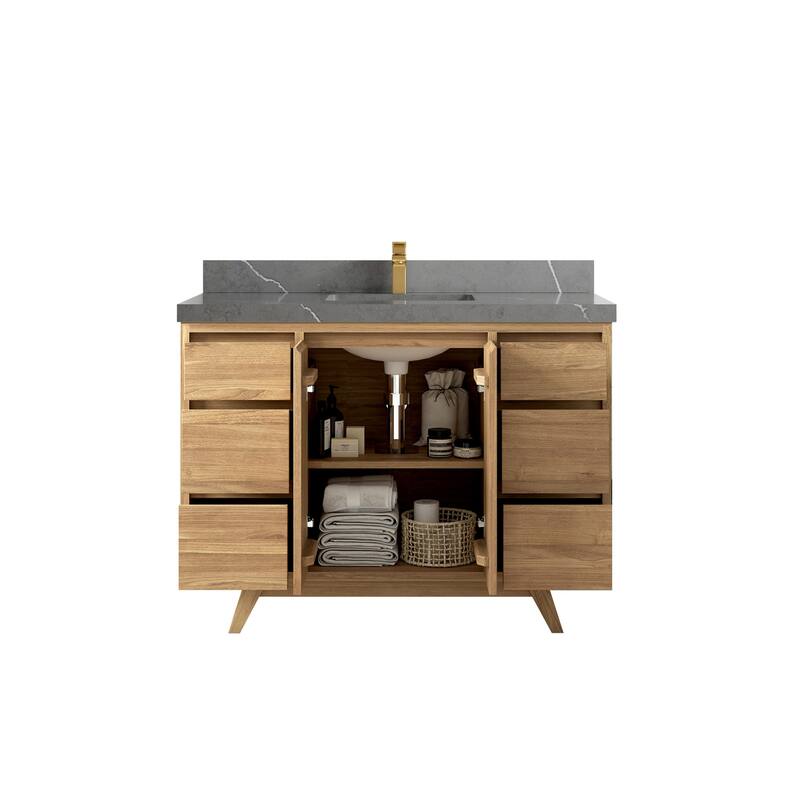 Willow Collections 48 in. W x 22 in. D Madison Teak Single Sink Bathroom Vanity with Countertop