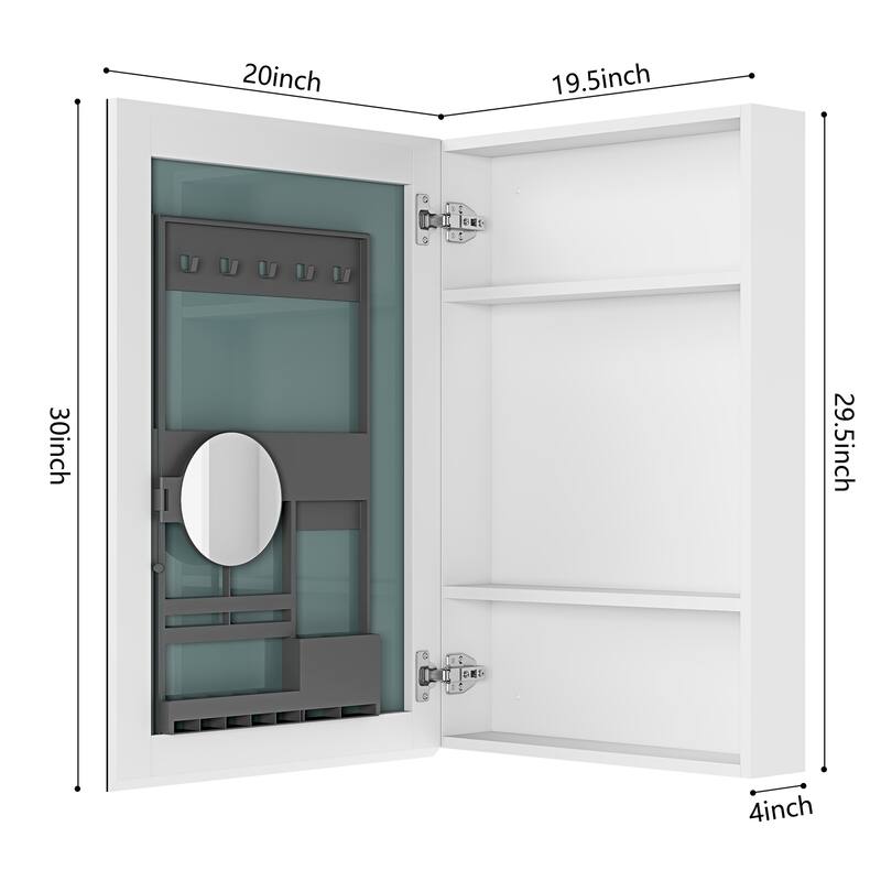 Wall Mounted Bathroom Medicine Cabinet with HD Mirror, Recessed or Surface Mount, Storage for Cosmetics & Personal Care