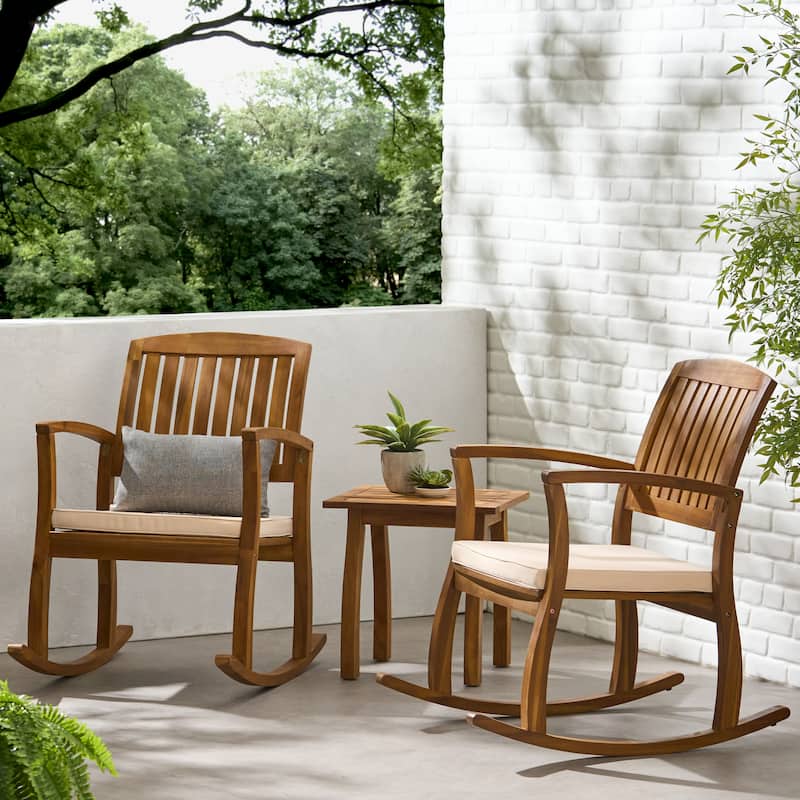 Lucca Outdoor 3-pc. Rocking Chair Set by Christopher Knight Home - Cream