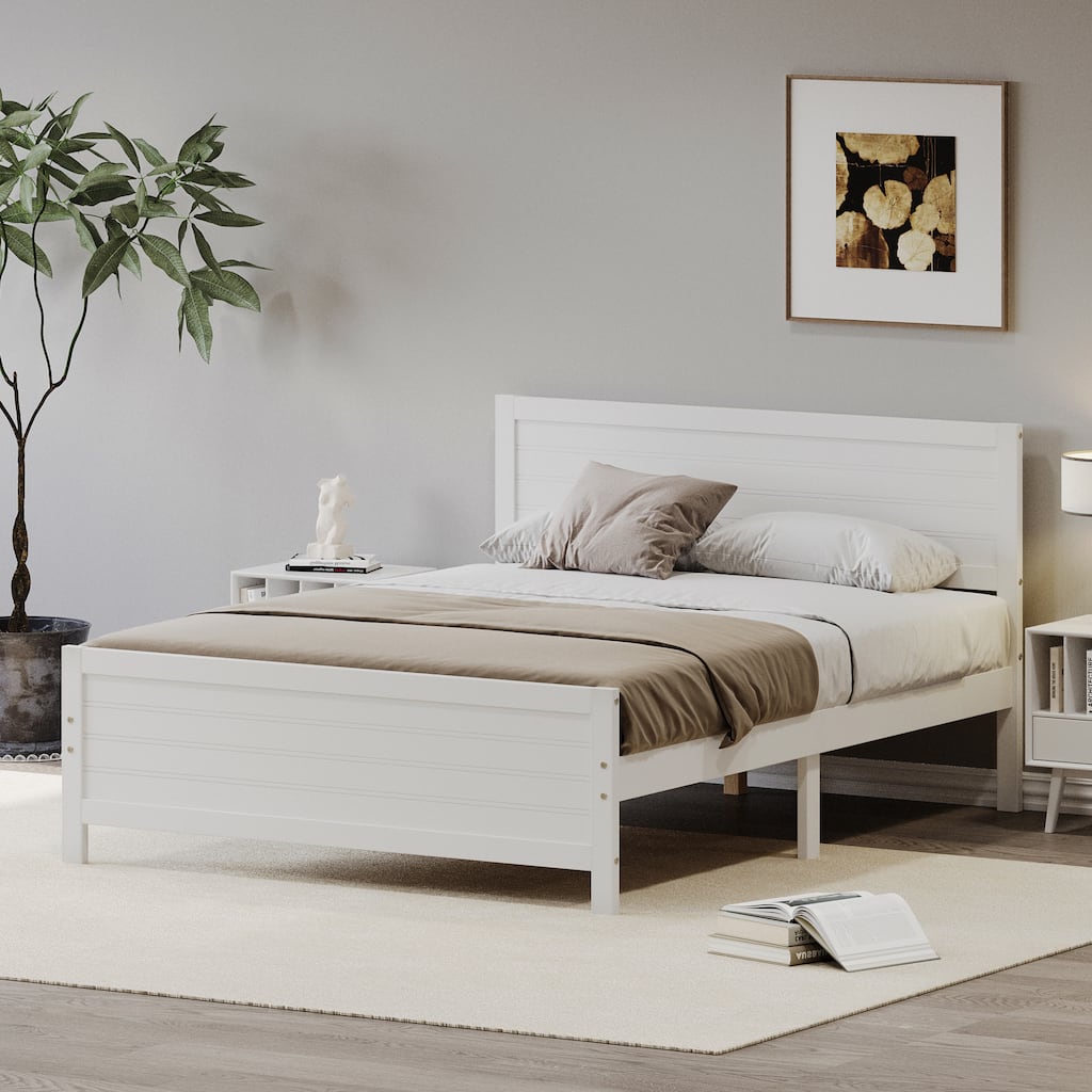 Queen Size Wood Platform Bed Frame with Headboard