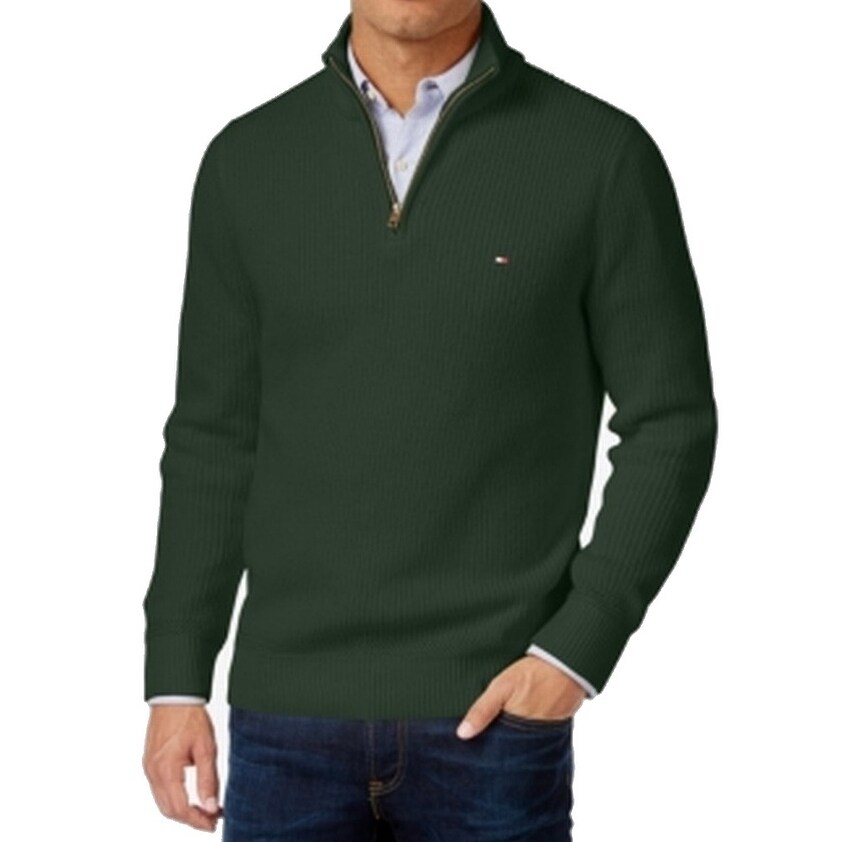 tommy hilfiger zipped mock neck jumper