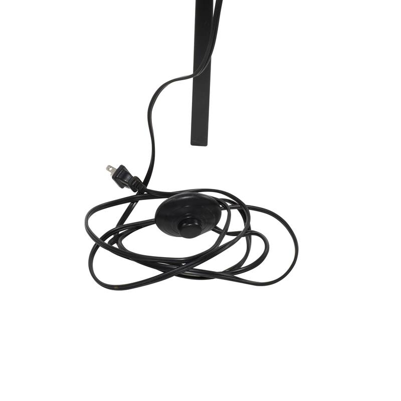 Black Wood Tripod Room Floor Lamp with Cream Linen Shade