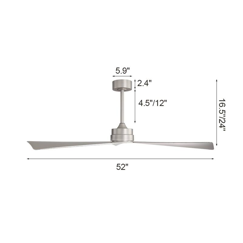 WINGBO 52" 3 ABS Blades DC Motor Ceiling Fan with Remote Control