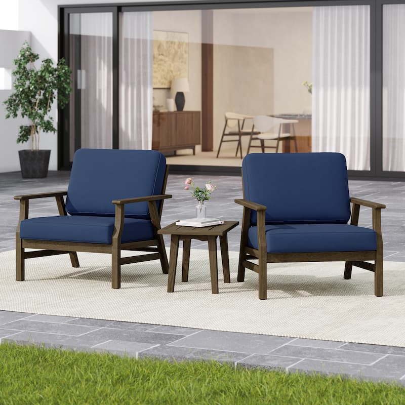 2 Set Outdoor Club Chairs with Cushions Acacia Wood Patio Chairs