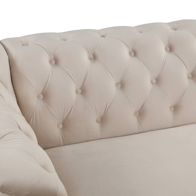 3 Pieces Modern elvet Upholstered Living Room Sofa Set Sectional