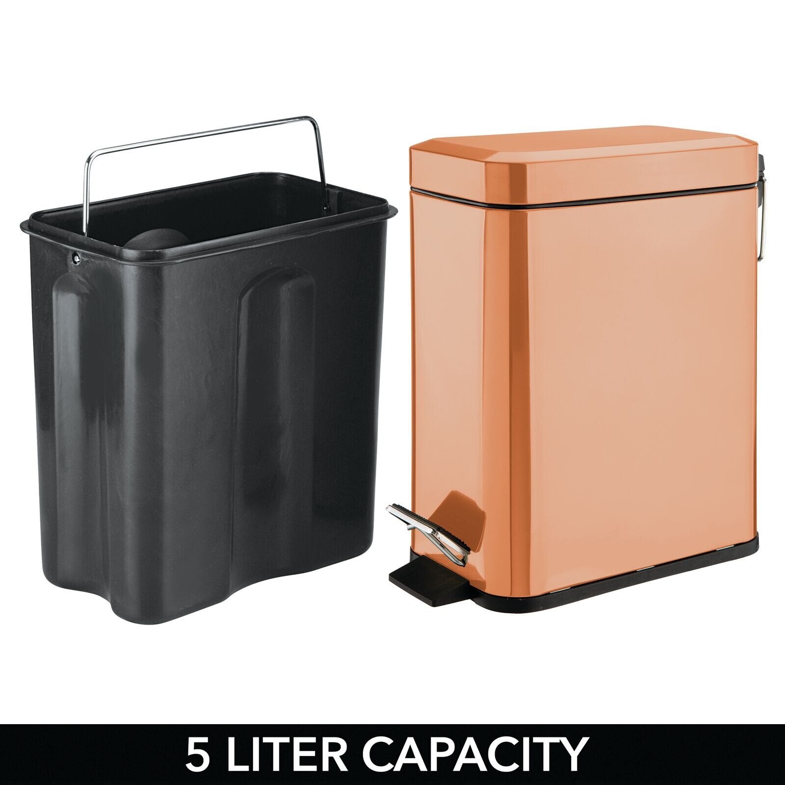 mDesign Step Trash Can, Gallon Garbage Bin, Removable Liner Bucket -  Overstock - 33907846