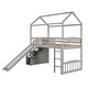 preview thumbnail 22 of 26, Twin Size Loft Bed with House Roof, Storage Steps, Slide, Ladder and Guardrails, Stairway Platform Bed for Kids Boys Girls