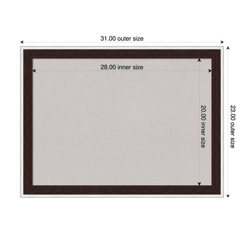 Maya Espresso Silver Framed Cork Board - Bulletin Board, Organization Board, Pin Board - Grey - 31 x 23 in