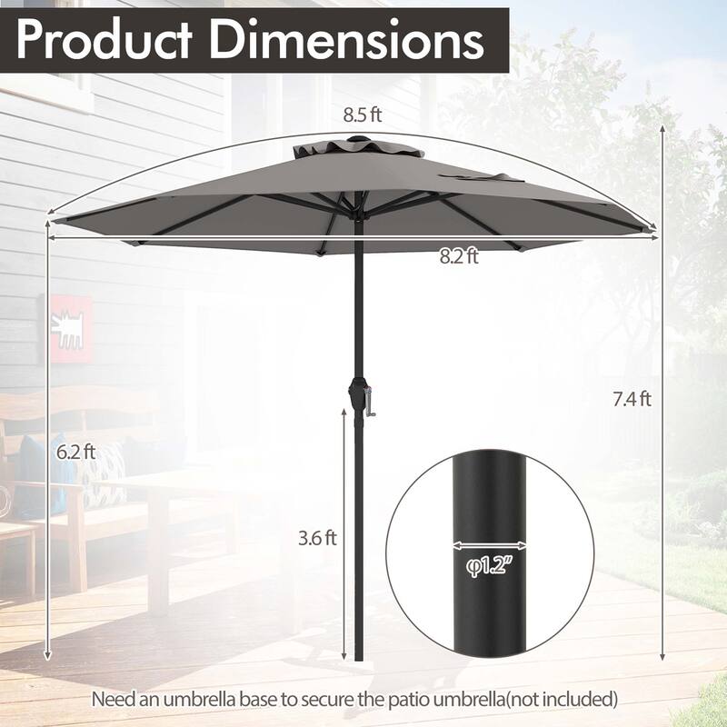 Gymax Outdoor Patio Umbrella Modern Table Umbrella w/8 Heavy Duty Ribs