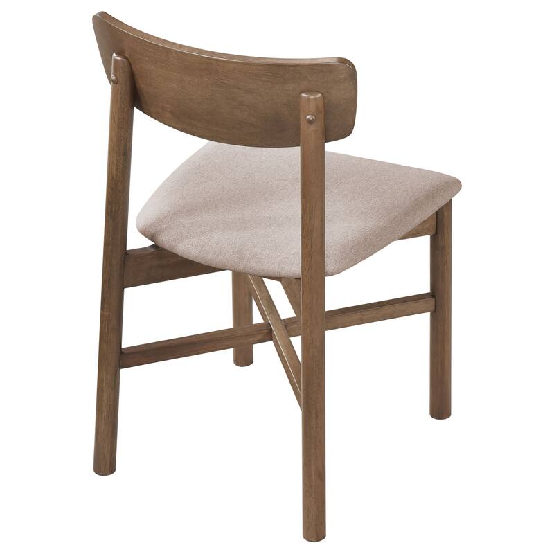 Natural Wood Dining Side Chair Set of 2 with Padded Fabric Seat