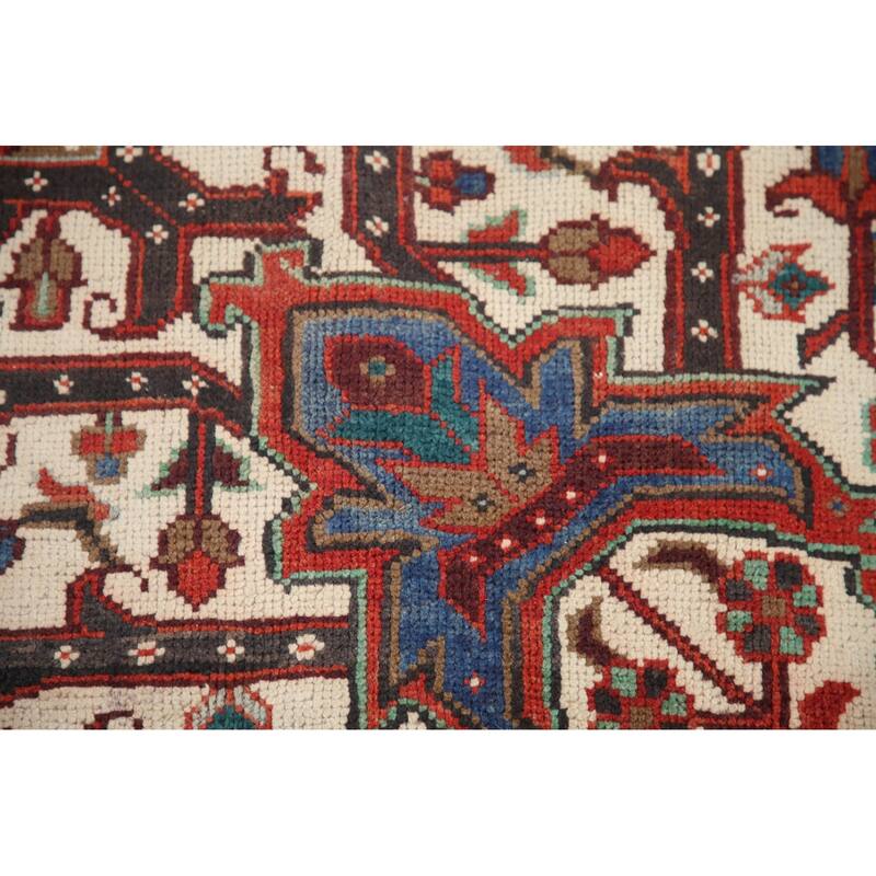 Hand Knotted Oriental 100% Wool Carpet Traditional Medallion Red Heriz Area Rug - 11' 0'' X 7' 8''
