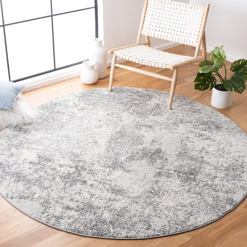 SAFAVIEH Tulum Melinda Modern Abstract Rug - 10' Round - Ivory/Grey