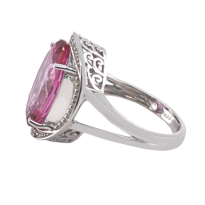 925 Sterling Silver Pink Topaz Gemstone Ring