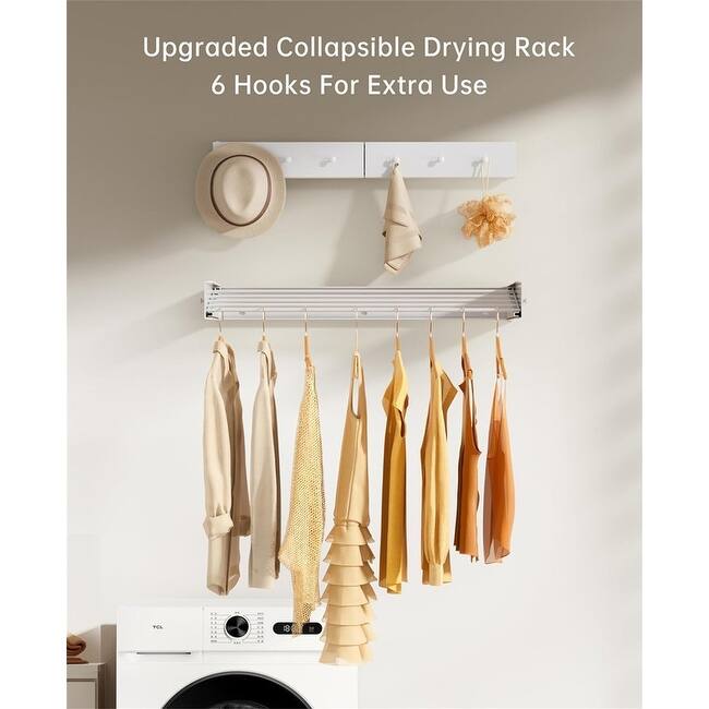 Foldable Wall Mounted Drying Rack - 31.5", 60 lbs