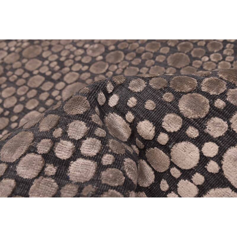 ECARPETGALLERY Hand Loomed Elysian Taupe Viscose, Wool Rug - 4'11 x 7'0