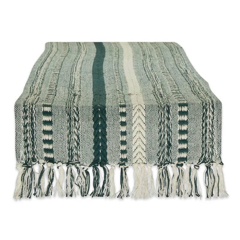 DII Black Braided Stripe Table Runner - 15x108" - Dark Green