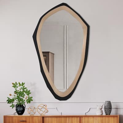 Modern Contemporary Black Gold Framed Wall Mirror Bathroom Mirror - Black/Gold - 27.6"W*1.2"D*H47.2"