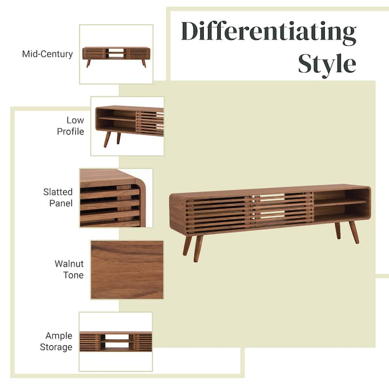 NPD Furniture Wilson 58 Inch Slat Low TV Stand