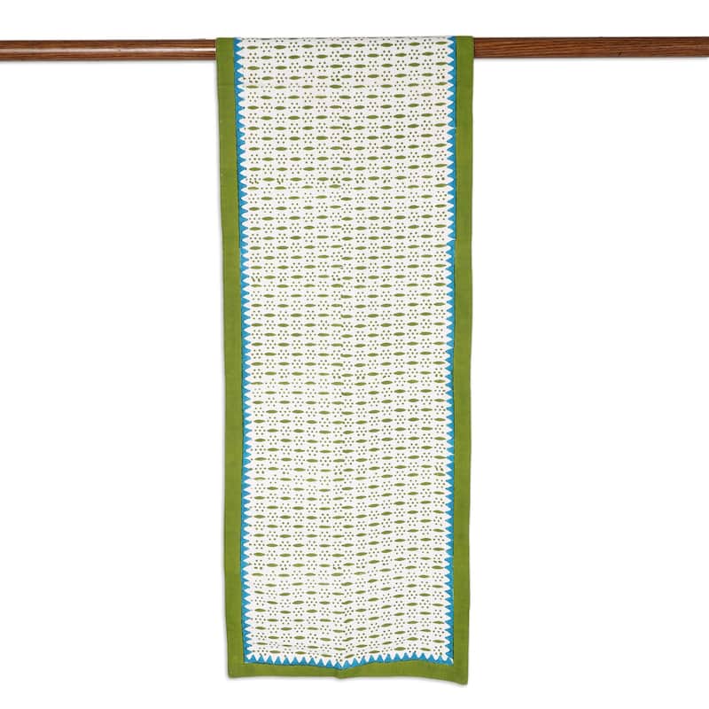 Novica Handmade Pyramid Saga Block-Printed Table Linen Set (Set For 4)