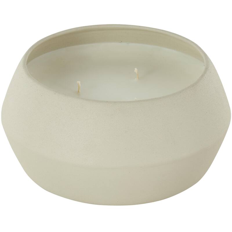 Metal Scented Textured 30oz 3 Wick Decorative Candle with White Wax - Cream, Black or Beige - Roche River Decor - Cream - Tangerine Splash Scented