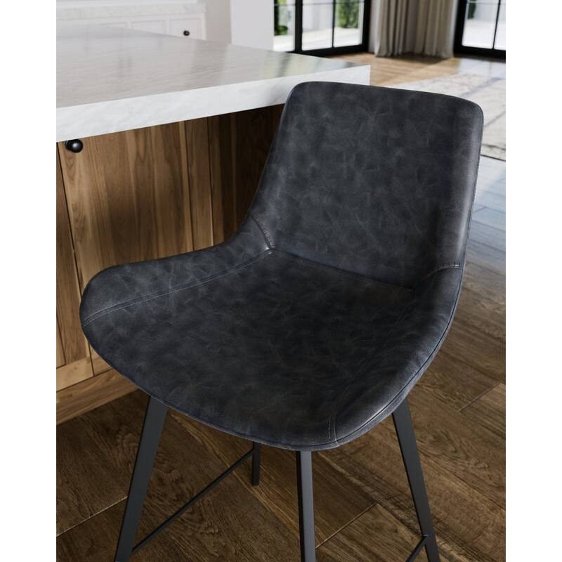 Maven Lane Victor Metal & Vegan Leather Kitchen Dining Stool