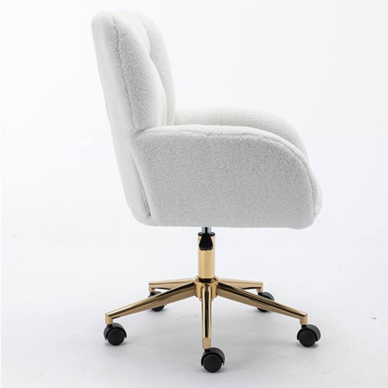 360 Swivel Fabric Home Office Chair With Gold Metal Base
