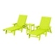preview thumbnail 91 of 96, Laguna Hdpe All Weather Outdoor Patio Pool Reclining Chaise Lounges With Square Side Table (3-Piece Set) Lime Green