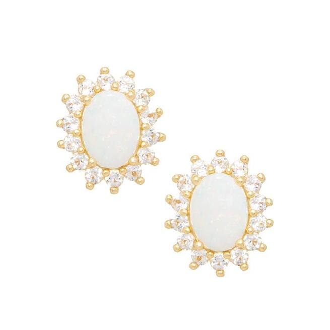 Victoria Townsend Gold over Sterling Silver Opal & White Topaz Stud Earrings