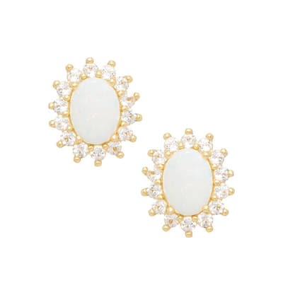 Victoria Townsend Gold over Sterling Silver Opal & White Topaz Stud Earrings