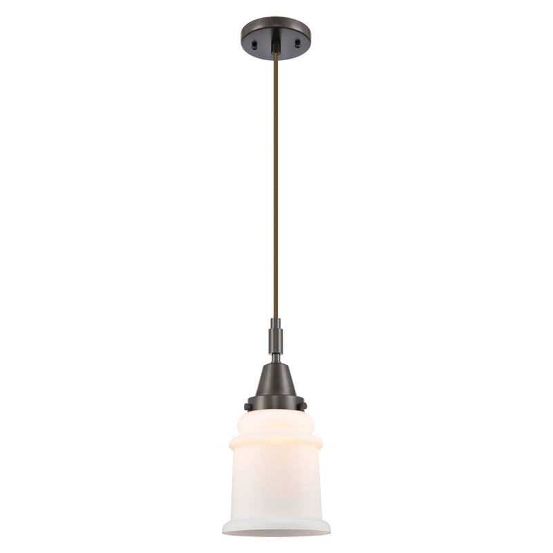 Innovations Lighting Downtown Urban - Caden Canton - 1 Light 6" Cord Hung Mini Pendant - Oil Rubbed Bronze/Matte White Shade