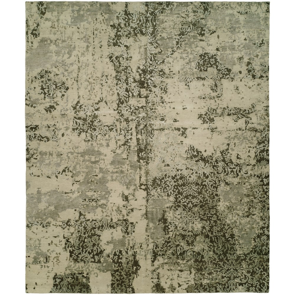 Modern Multi-Colored Hand-Knotted Wool & Viscose Area Rug