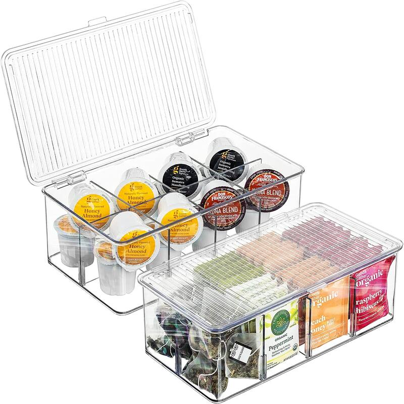 Sorbus Organizer Bins, with lids & Removable Compartments, Kitchen Pantry Organization Storage bins with Dividers