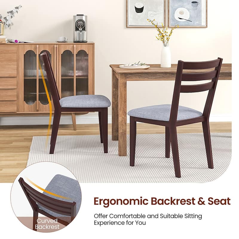 Gymax Upholstered Dining Chair Set of 2 Armless Cushioned Seat Hollow