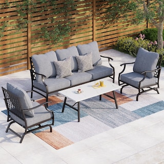 MAISON ARTS 4/5-Piece Patio Conversation Sets, Sofa Set with 2 xSingle Sofa Chairs, 1 x 3-seater Sofa and Coffee Table/Ottomans