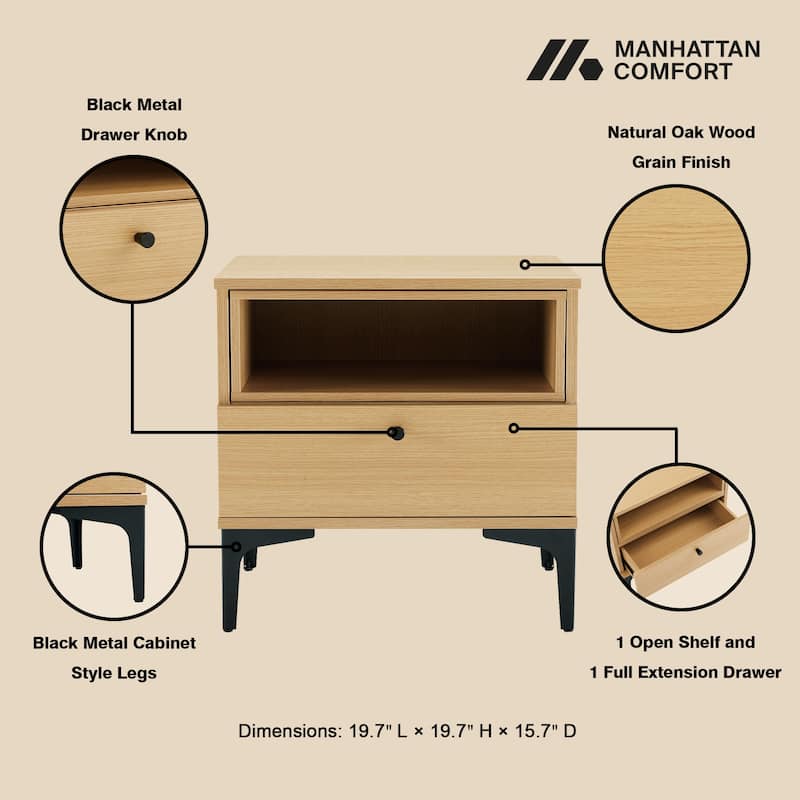 Manhattan Comfort Amara 20" Nightstand (1-Drawer)