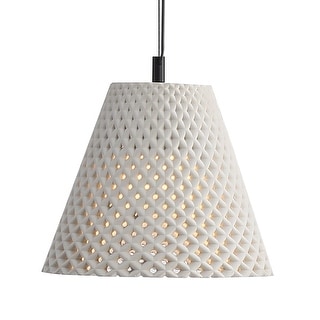 Golden Lighting Clarus 10in Integrated LED Pendant in White Sandstone Cement - Black